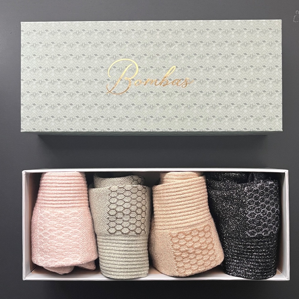 Bombas Sparkle Modern Rib Quarter Sock 4-Pack